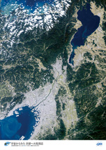 だいちから見た日本の都市 京都・大阪周辺：衛星画像（ポスター仕上げ）