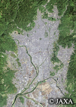 だいちから見た日本の都市 京都：衛星画像