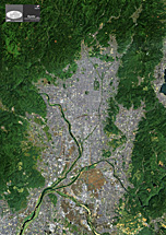 だいちから見た日本の都市 京都：衛星画像（ポスター仕上げ）