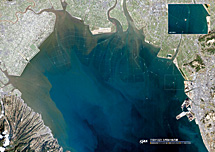 だいちから見た日本の都市 有明海の海苔網：衛星画像（ポスター仕上げ）