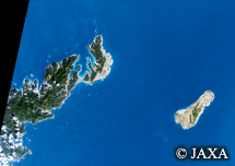 だいちから見た日本の都市 奄美大島・喜界島：衛星画像