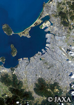 だいちから見た日本の都市 福岡市周辺：衛星画像