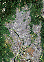だいちから見た日本の都市 京都：衛星画像（ポスター仕上げ）
