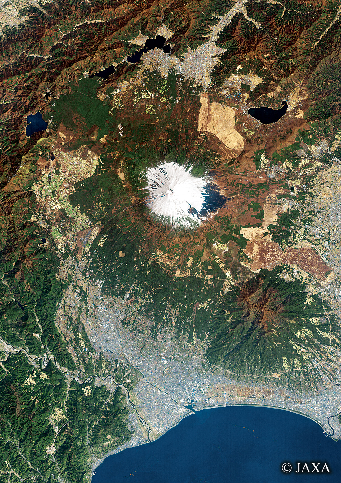 だいちから見た日本の都市 富士山周辺:衛星画像