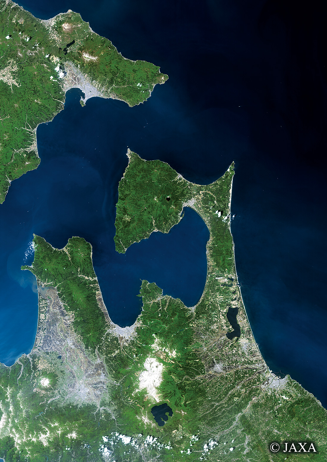 だいちから見た日本の都市 津軽海峡:衛星画像