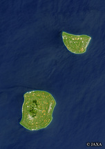 だいちから見た日本の都市 北大東島・南大東島：衛星画像