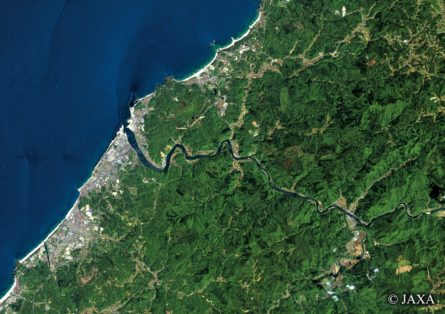 だいちから見た日本の都市 島根県江津市周辺:衛星画像