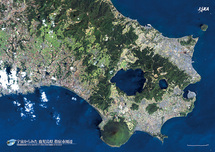 だいちから見た日本の都市 鹿児島県指宿市周辺：衛星画像（ポスター仕上げ）