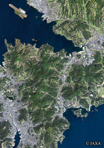 だいちから見た日本の都市 長崎市・諫早市周辺：衛星画像