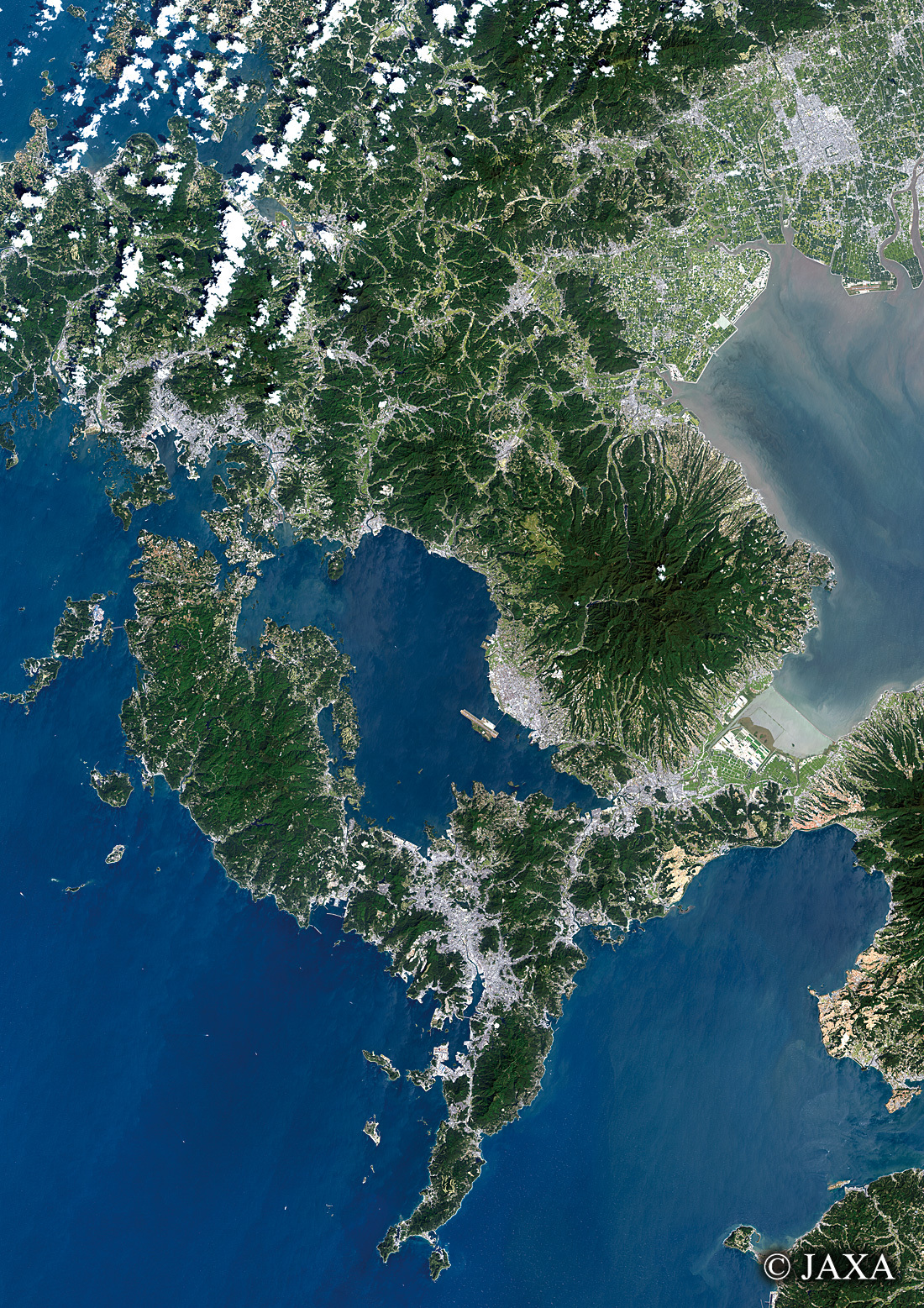 だいちから見た日本の都市 長崎県:衛星画像