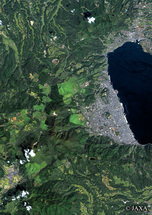 だいちから見た日本の都市 別府市周辺：衛星画像