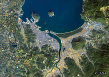 だいちから見た日本の都市 唐津市（虹の松原）：衛星画像