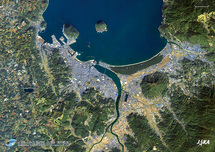 だいちから見た日本の都市 唐津市（虹の松原）：衛星画像（ポスター仕上げ）