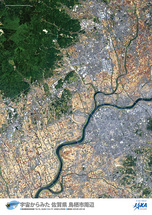 だいちから見た日本の都市 鳥栖市：衛星画像（ポスター仕上げ）