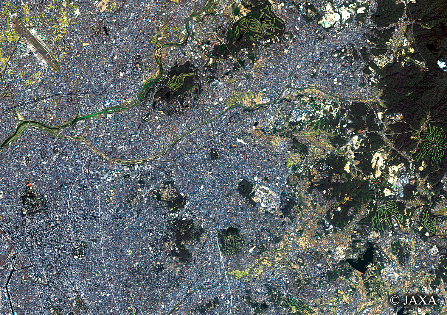 だいちから見た日本の都市 長久手市と周辺地域:衛星画像