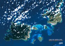 だいちから見た日本の都市 西表島と石垣島：衛星画像（ポスター仕上げ）